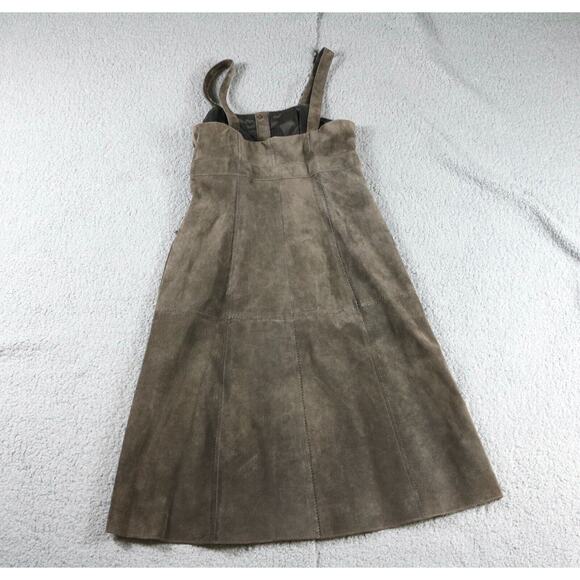 Worth Dress Suede Womens 2 Brown Suede Classic Button Front Overall - Picture 2 of 7
